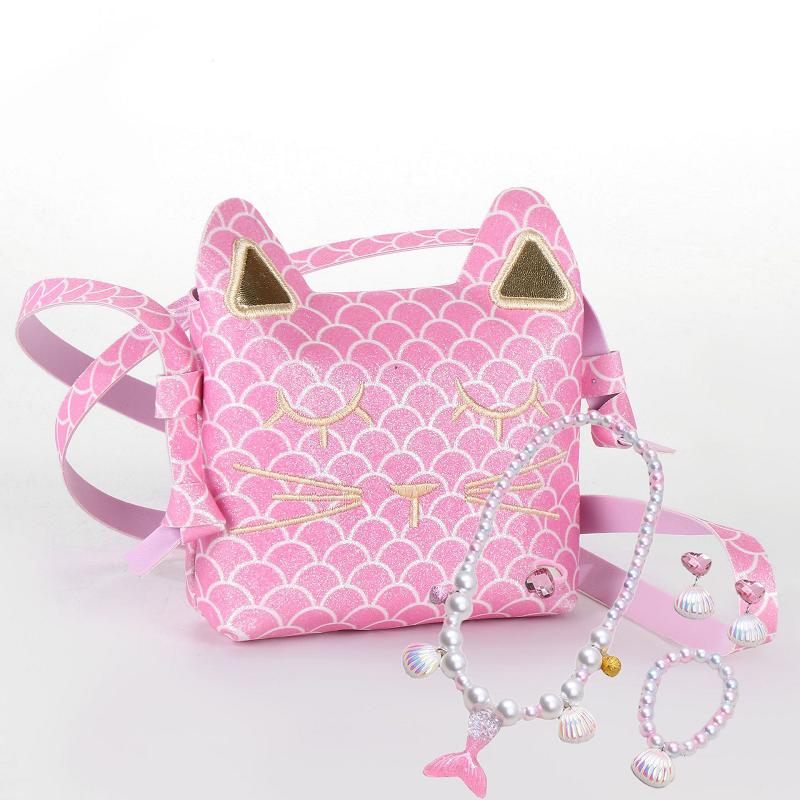 

Girls Jewelry Purse Bracelet Necklace Earrings Set Dress Up Pretend Play Gift Items Kids Toddler For Princess Birthday Crossbody Bag