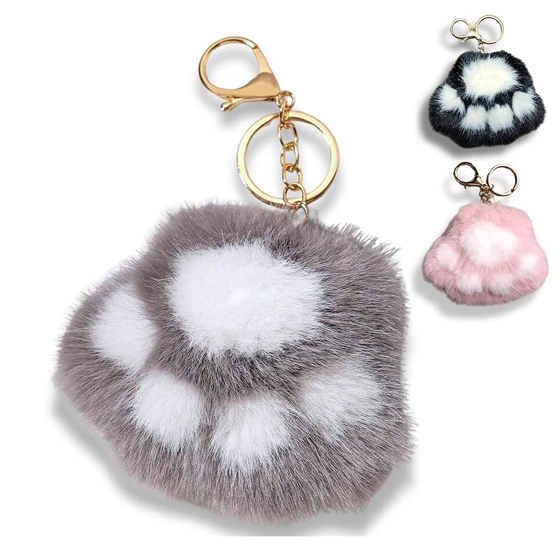 

[July Sunshine] cat key ring paws charm stuffed toy cat goods (gray 2way ring)
