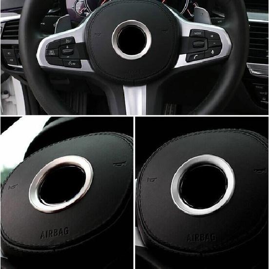 Horn Ring Cover Panel Steering Wheel Trim 18-22 For BMW 5 Series Titanium Silver
