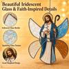 DIY Hanging Ornament Supplies Christian Suncatcher Kit, Stained Glass Style Religious Sun Catcher, Customizable Spinner Art Iridescent for Window