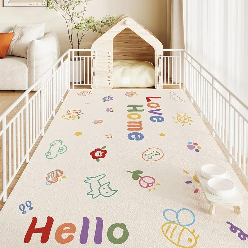 

Waterproof Floor Mat Pet Eating Mats Cat Dog Carpet Pvc Leather Rug Anti-pee Carpets Cartoon Home Decoration Rugs for Kitchen 60*90cm