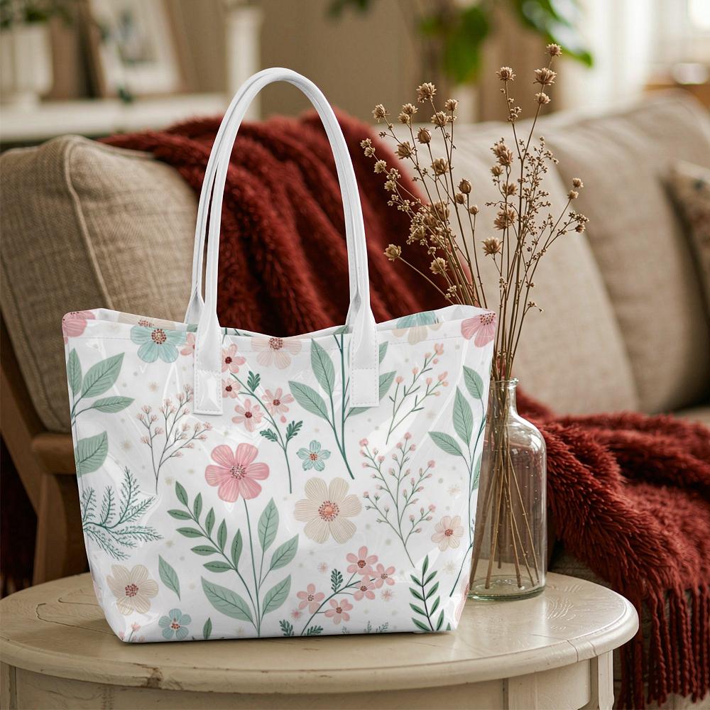 Floral Printed Shoulder Tote Bag Stylish Casual Daily Carry Handbag for Ladies