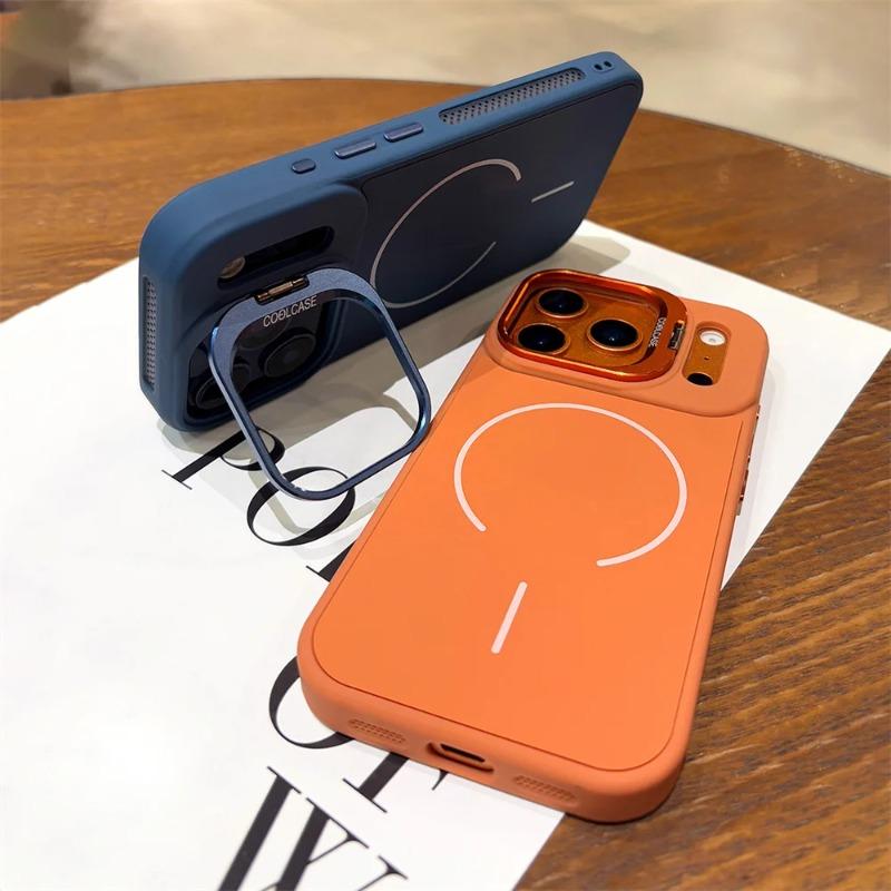 Flip Lens Stand For Matte Phone Case For For Iphone 17 16 1 14 13 12 11 Pro Max Air 16E 16Plus Wireless Charging Back Cover