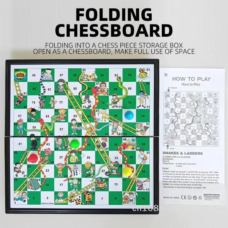 Portable Desktop Foldable Snake And Ladder Board Game Family Chessboard