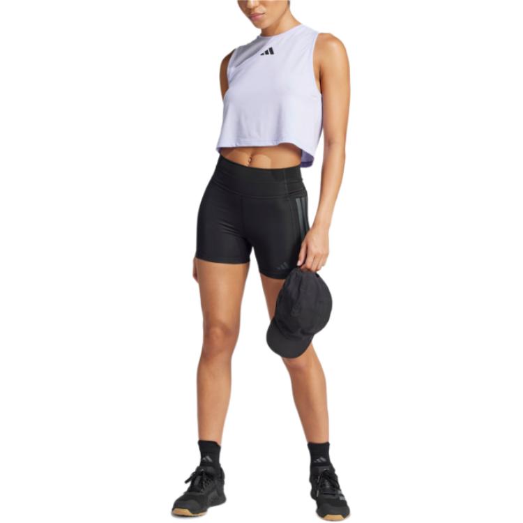 adidas Weightlifting Power 3-Stripes Boxy Tank Top Women Tops Purple JJ3495