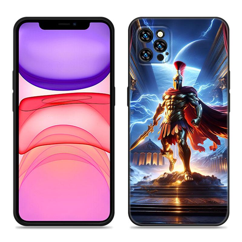 Spartan Phone Case For Apple iPhone 12 13 Mini 11 14 15 Pro Max 7 8 Plus X XR XS SE 2020 2022 Black Silicone Case