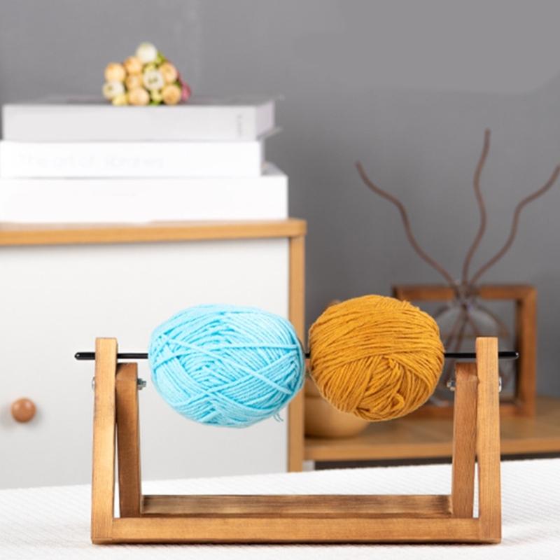 Holz-Garnspender 360 Grad drehbarer Holz-Garnhalter Ständer Schreibtisch Garnrollen-Organisator Für Strickprojekt
