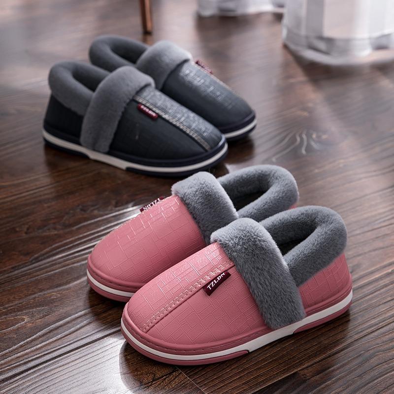 Elderly Waterproof Cotton Slippers Men's Bag Heel Indoor Home Non-slip Warm Household Wool Cotton Shoes Winter Large Size Women