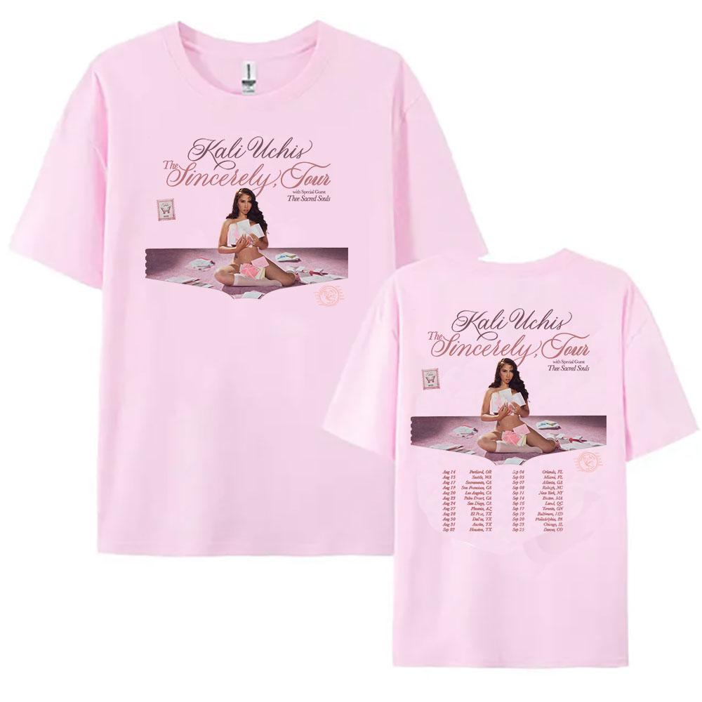 KALI UCHIS Sincerely Tour 2026 T-shirt Women Clothing Short Sleeve Cotton Loose Tshirts Streetwear Unisex Summer Female T Shirt