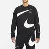 Nike Swoosh Logo Print Knit Crew Neck Sweater Men Sweatshirt Black DD6097-010