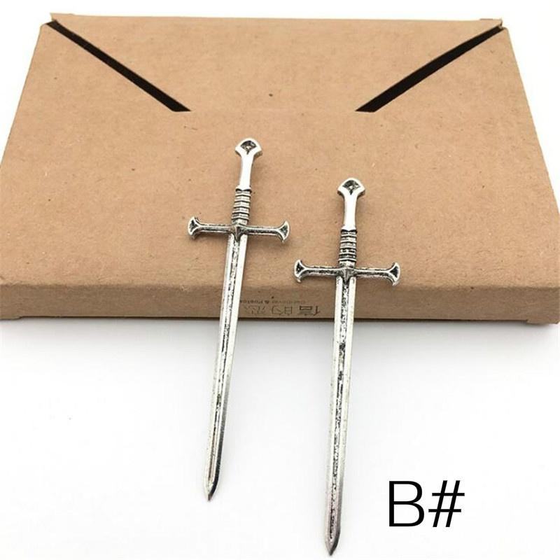 10PCS/Bag Vintage Metal Knife Sword Fencing Charms DIY Fashion Accessories Pendant Charms for Jewelry Making Earrings Bracelet.