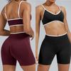 European and American Style Color-Block Seamless Tight Yoga Shorts for Women, Peach Butt-Lifting Sports Shorts, Running Fitness Shorts, Breathable