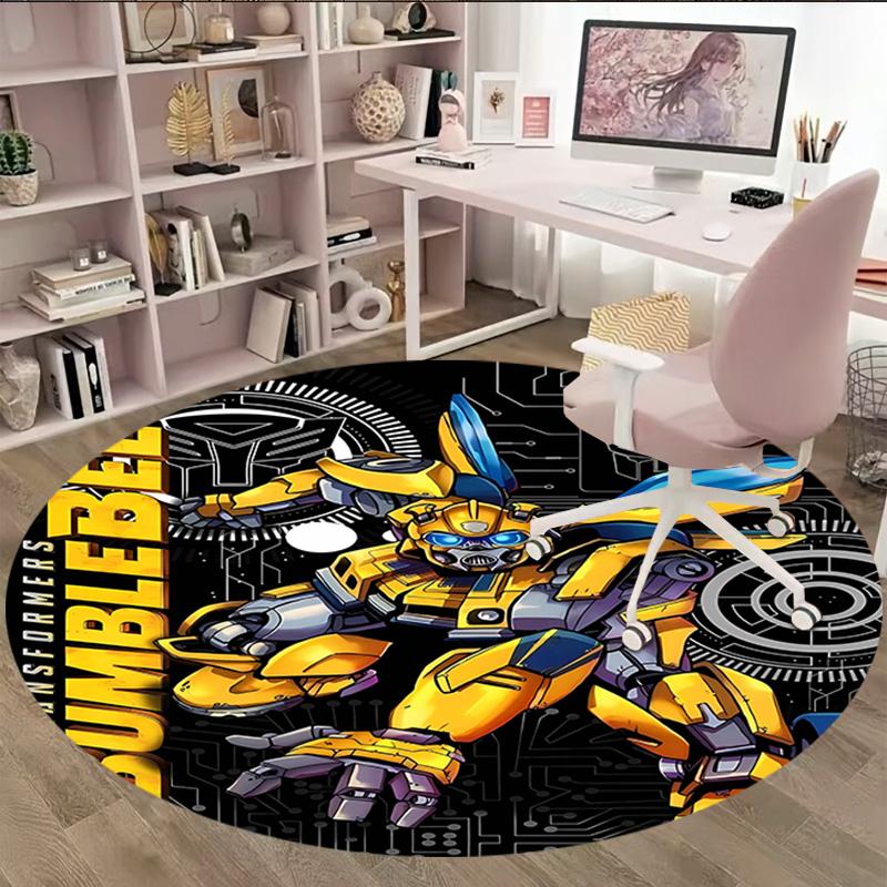 1pc Bumblebee5 Print Round Carpet Chair Round Carpet Suitable for Bedroom Living Room Home Decorative Carpet