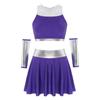Womens 4Pcs Set Super Women Cosplay Costumes Outfits Crop Tops with Skirts Gloves for Halloween