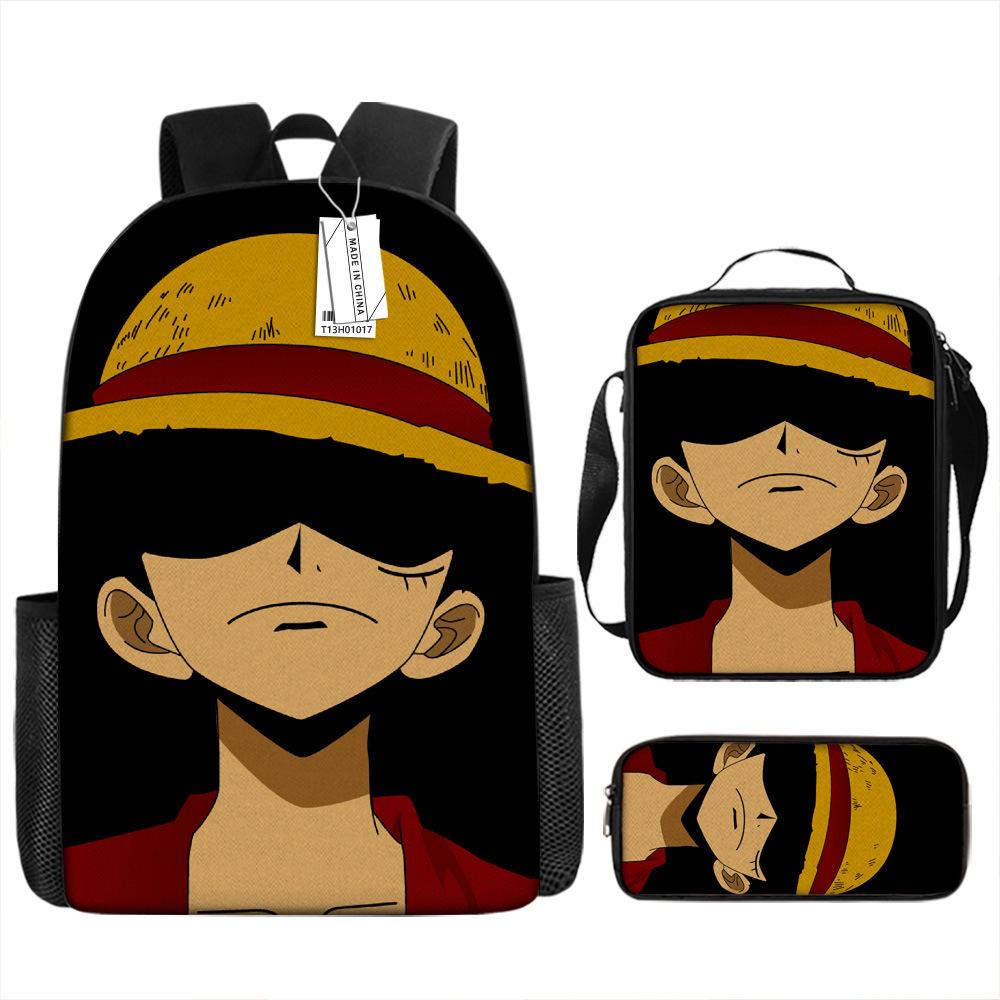 Popular Anime ONE PIECE Primary School Students Training Tutoring Cram School Backpack Pencil Case