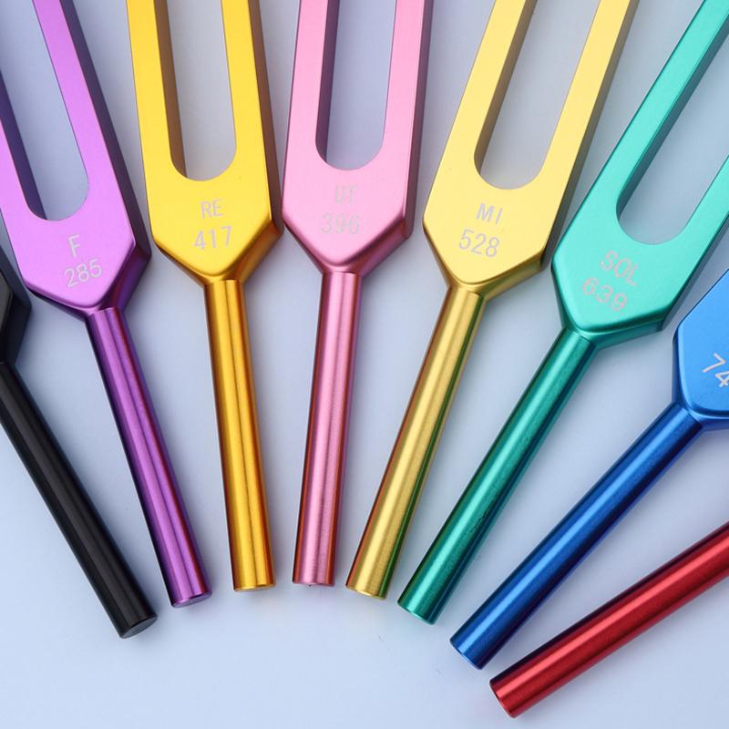 Colorful Tuning Fork Set 174-963 Tuning Forks 9-piece Sets Aluminum Alloy Sound Healing Schumann Resonance Percussion Instrument