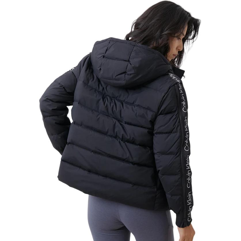 Calvin Klein Casual Short Jacquard Tape Zipper Hooded Down Jacket Women Jackets Black 4WF2O504-001