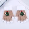 Parent-Child Christmas Tree Knitted Gloves: Warm, Five-Finger Design for Adults and Kids, Ideal for Autumn and Winter Outdoor Activities.