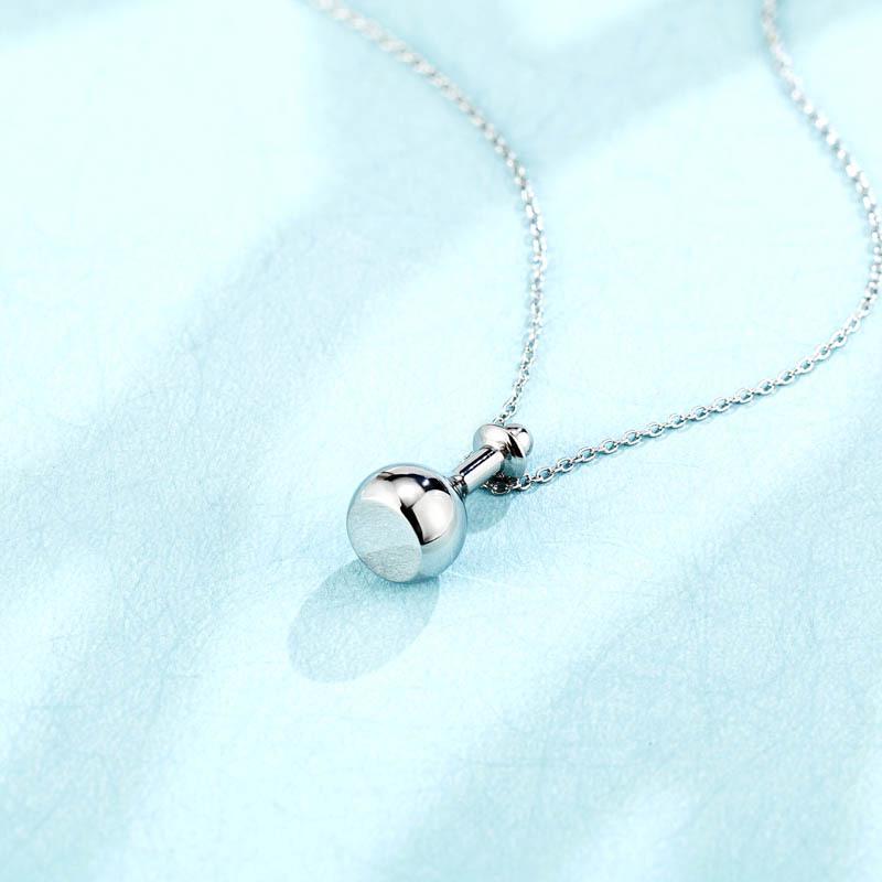 Elegant Summer Titanium Steel Perfume Bottle Pendant Necklace for Women - Simple, Niche Design, Non-Fading Jewelry
