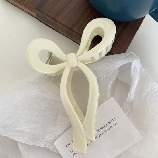 Bowknot Shape Hair Claw Candy Color Shark Hair Clip Anti-slip Back Head Hair Pin Plastic Women Hair Accessories