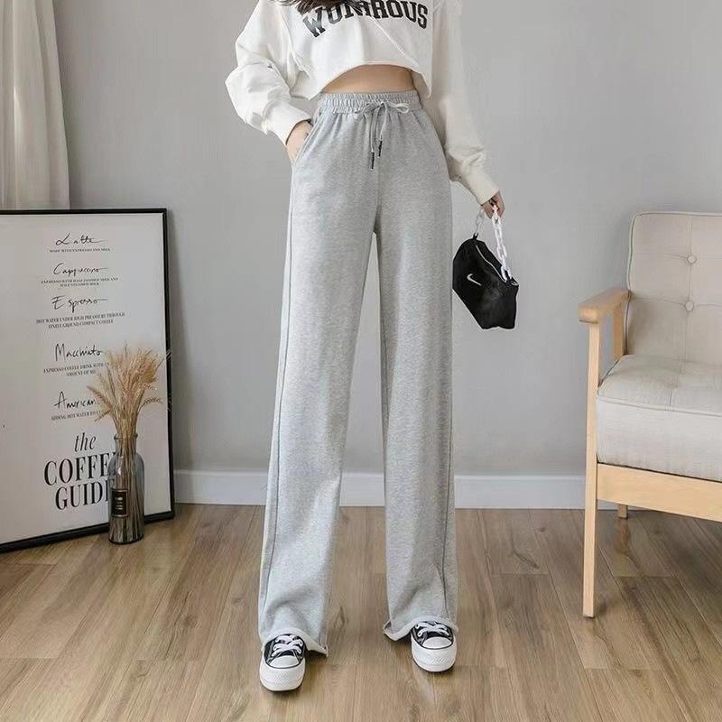 

Wide-leg pants women s summer thin annual new high-waisted floor-mopping casual straight-leg pants XXL сірий колір