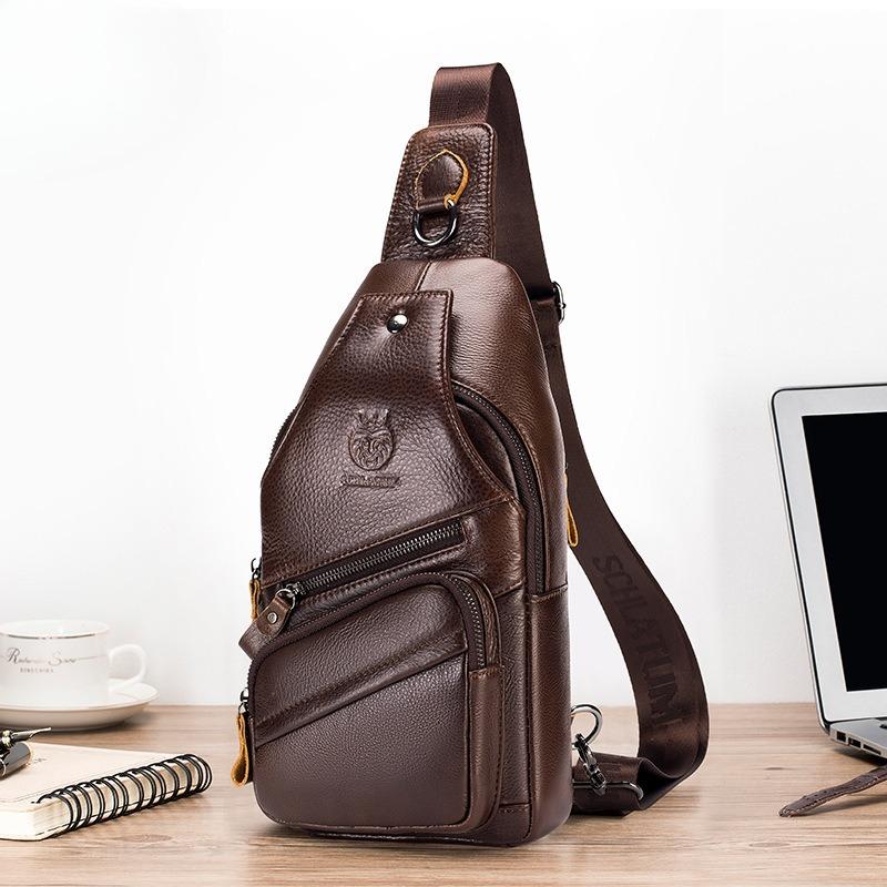 Genuine Leather Crossbody Bag for Men, Retro and High-end Style Men's Front Crossbody Bag