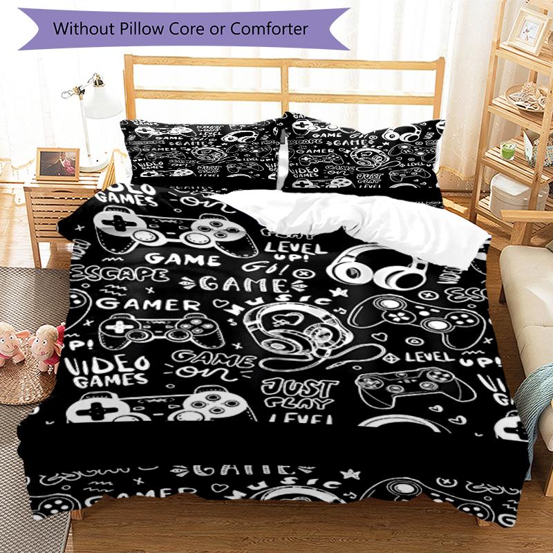 3pcs Game Controller Bedding Set Duvet Cover Closure Includes 1 Duvet Cover & 2 Pillowcases, Soft and Comfortable for All Seasons.