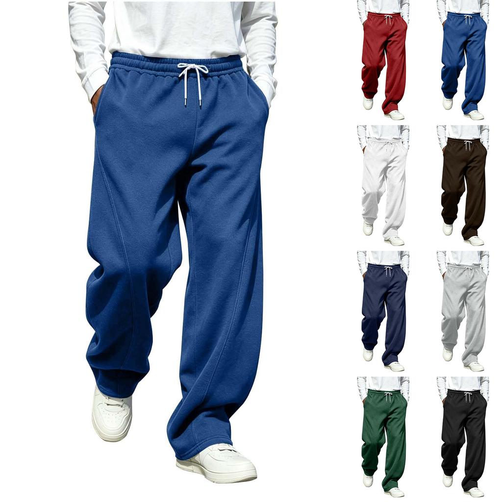 Pantalon de survêtement décontracté pour homme, couleur unie, jambe droite, avec ceinture élastique, pour un usage quotidien