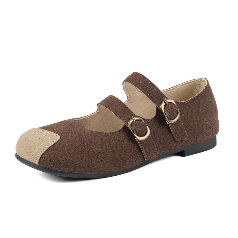 Retro women's autumn new one-pedal lazy shoes flat-soled soft-soled shallow-mouth Mary Jane single shoes