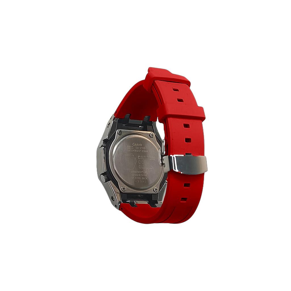 Casio Men Liquid Crystal,Analog Dual Display Series 44mm Red Watch GA-2100-4A(Watch3--)