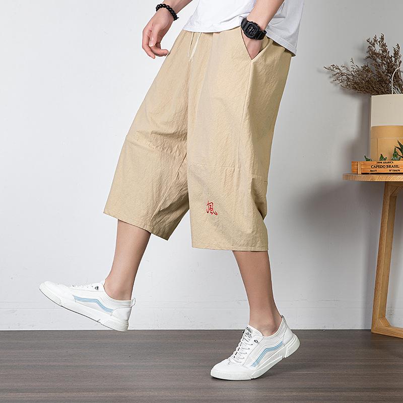 Letní kalhoty Velké velikosti Pánské Bavlněné Vysoké Velké velikosti Široké nohavice Lněné kalhoty Oversized Jogger kalhoty Pánské Plus Size Volné kalhoty