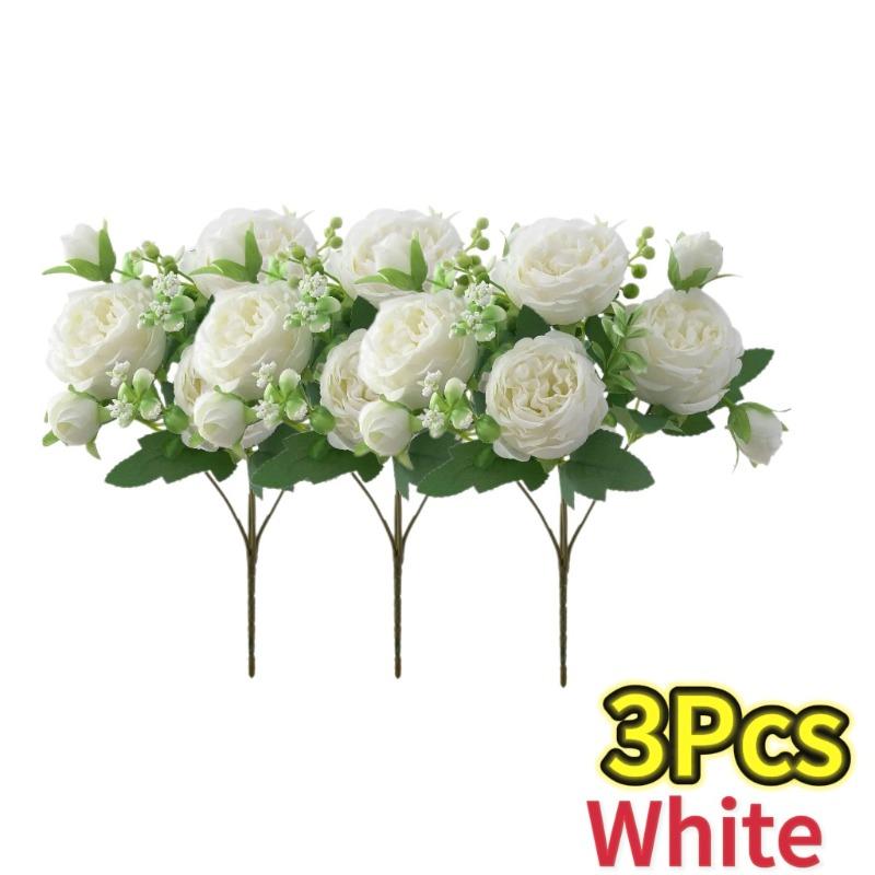 Hot Selling 30cm Rose Pink Silk Bouquet Peony Artificial Flower 5 Big Head 4 Small Bud Bride Wedding Home Party Decorations