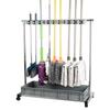 Stainless Steel Movable Mop & Cleaning Tool Storage Rack