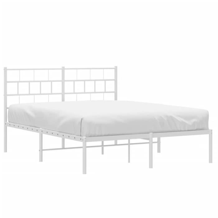 VidaXL Metal Bed Frame with White Headboard 160x200 Cm 355711