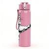 1PC Cat Kicking Soccer Line Art Print 750ml Color Plastic Sports Water Bottle Leakproof Flip Straw Lid Suitable for Sports Office Home Use