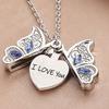 Women Necklace Butterfly Open Heart Rhinestone Women Pendant for Gift