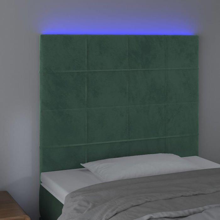 VidaXL Tête de Lit à LED Meuble de Chambre à Coucher Accessoire de Lit Simple Tête de Cadre de Lit Intérieur Vert Foncé 3122469