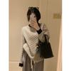 Hooded Striped Long Sleeved T-shirt Women's Hoodie Top
