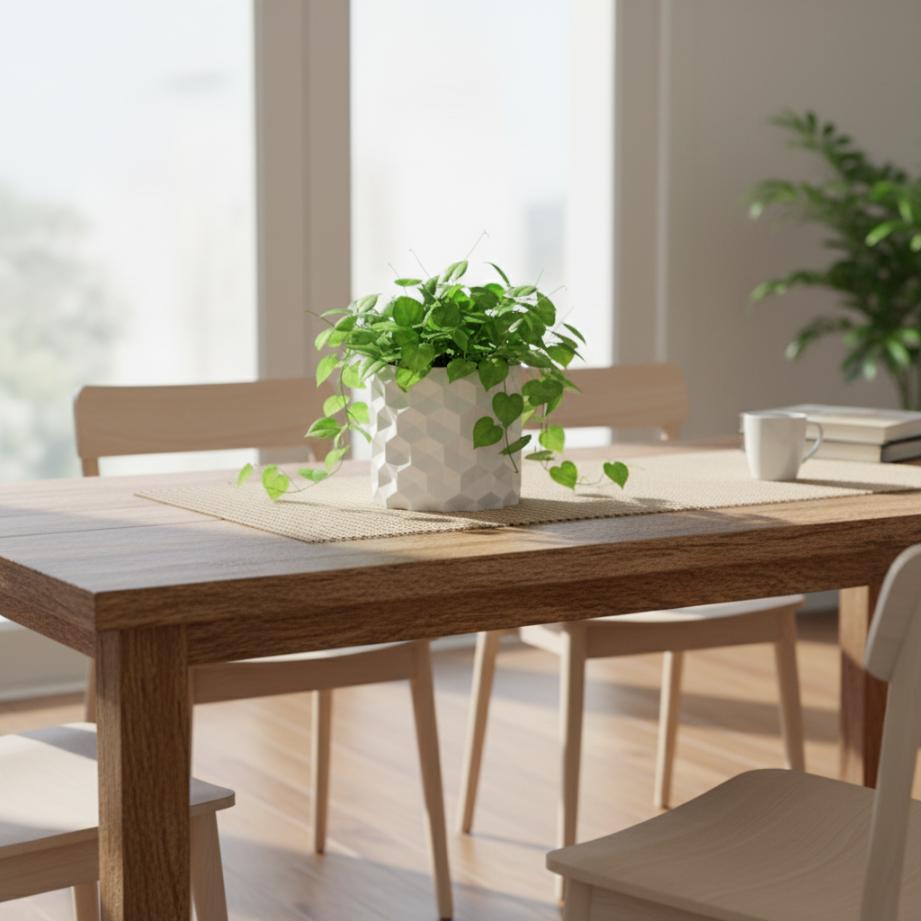 Decorative white flowerpot with an inverted hexagon pattern