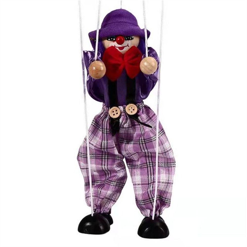 Colorful Joint Activity Kids Toy Wooden Pull String Puppet Handcraft Toy Puppet Puppet Clown