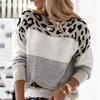 Fashion Women's Knit Sweaters Leopard-Print Tops Versatile Sweaters Warm Sweater