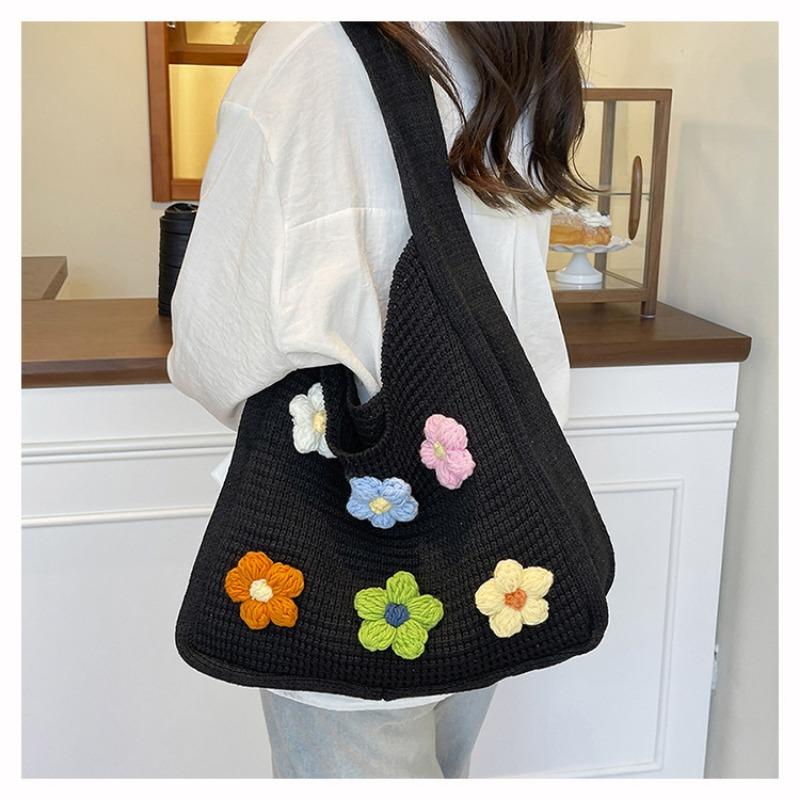 Large Capacity Knitted Bag Women's Summer Versatile New Casual Shoulder Knitted Bag Commuter Tote Bag