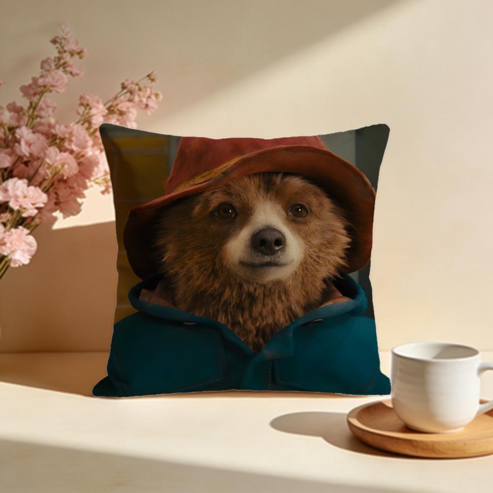 Fashion PPaddington Beariou Cushion Cover Stylish Washable Pillow Cover Ideal for Couch Bedroom Car Decoration