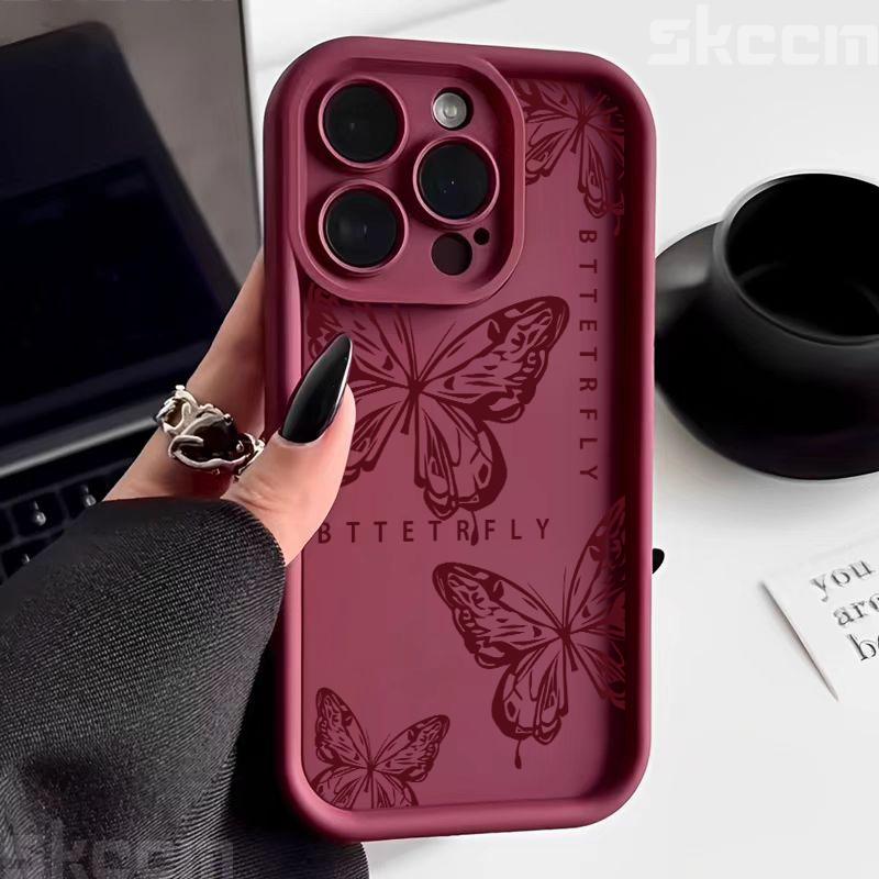 Vintage Süßer Schmetterling Silikon Weiche Handyhülle Für iPhone 16 17 15 14 13 12 11 Pro Max XS XR X 7 8 Plus Stoßfeste Candy Hülle