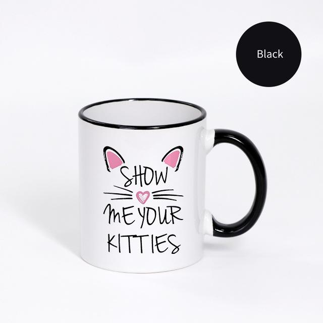 11oz Lustige Süße Katzen Tasse Runder Griff Keramik Teetasse Kreative Keramik Geschenk Tassen für Valentinstag Tee und Heiße Getränke Geschenk