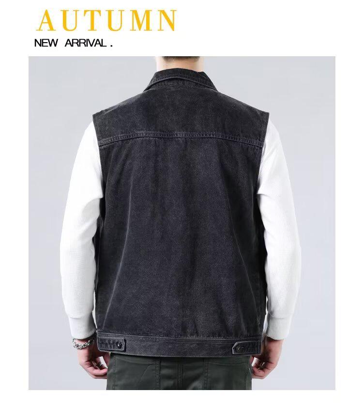 Men's Trendy Denim MA-1 Punk Style Sleeveless Jacket Vest for Spring & Autumn