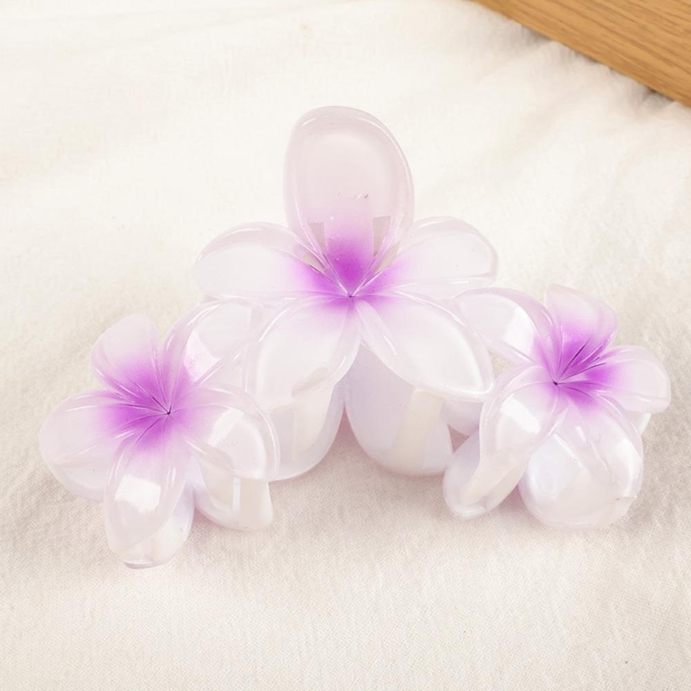 Gradient Design Hair Clip Claws Plumeria Shark Hair Claw Colorful Gradient Flower Clips  Girls Gift