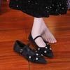 Fashion Women Sexy Pointed Toe Shoes Luxury Crystal Bow Sandals Dress Party New 2025 Designer Summer Loafers Buckle Shallow Zapatillas