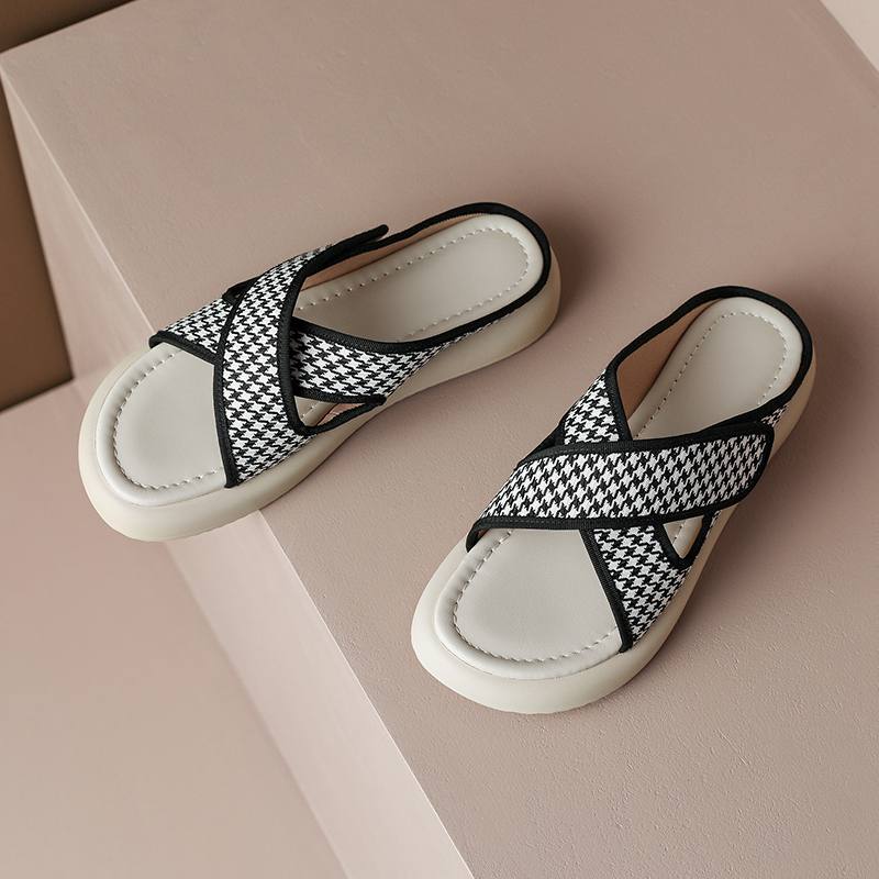 

Мюли Krazing Pot с открытым носком на низком каблуке, летние шлепанцы на плоской платформе, женские тапочки для отдыха на открытом воздухе 42 чёрный