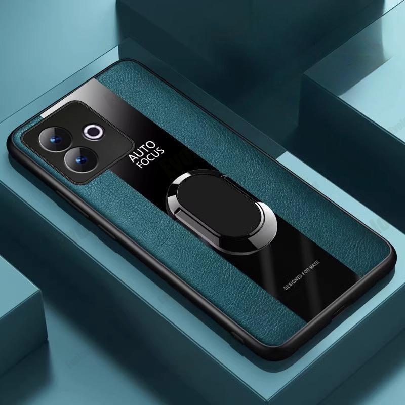 

Для OPPO Realme GT 7 7T Магнитное кольцо-подставка Держатель Чехол для телефона Для Realme GT 7 Pro Роскошная кожа Противоударный бампер Задняя крышка For Realme GT 7T зелёный